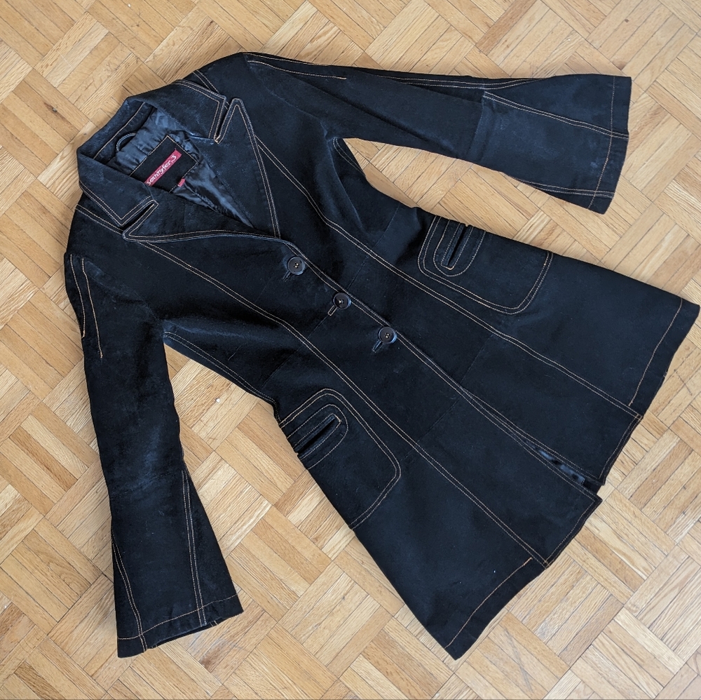 Black Genuine Suede Whimsigoth 90s Jacket
